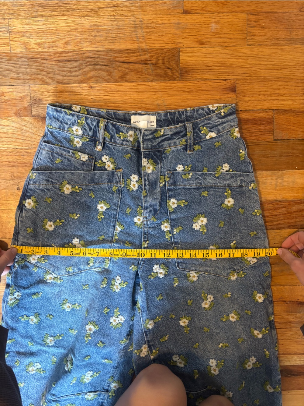 Avec Les Filles Floral Print Denim Barrel Jeans size 26 - Picture 7 of 7